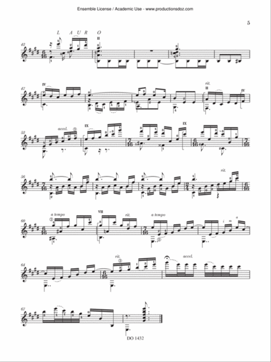 Lauro's Portrait Classical Guitar scores gallery preview page 5