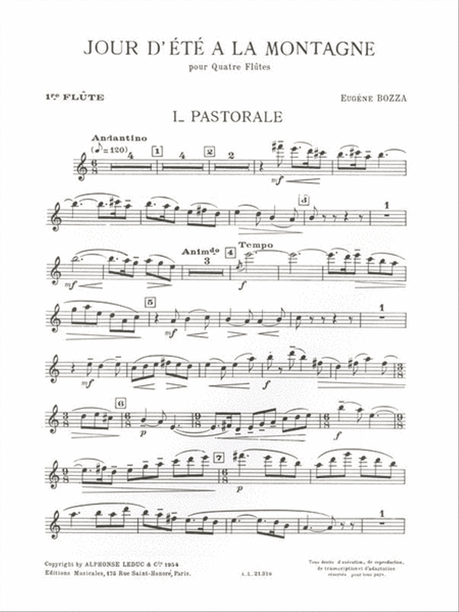 Eugene Bozza - Jour D?ete A La Montagne, Pour Quatre Flutes Flute Solo scores gallery preview page 2