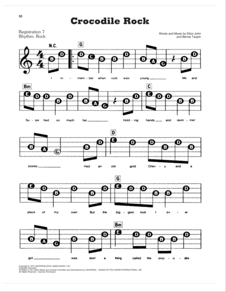 Crocodile Rock Electronic Keyboard scores gallery preview page 1