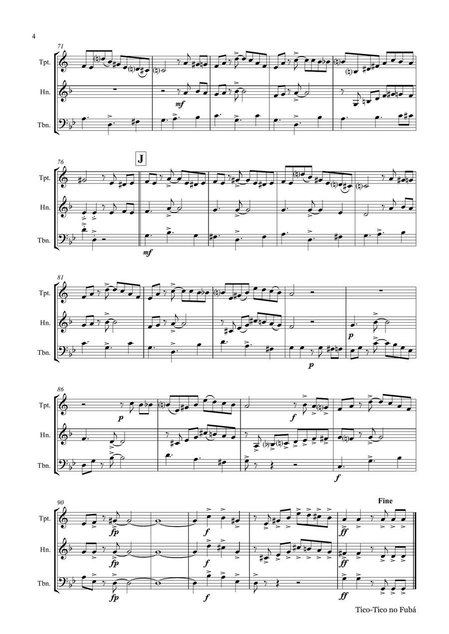 Tico-Tico no Fubá - Choro - Brass Trio Brass Trio scores gallery preview page 4