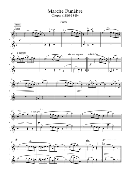 Marche Funebre piano duet 4 hands image number null