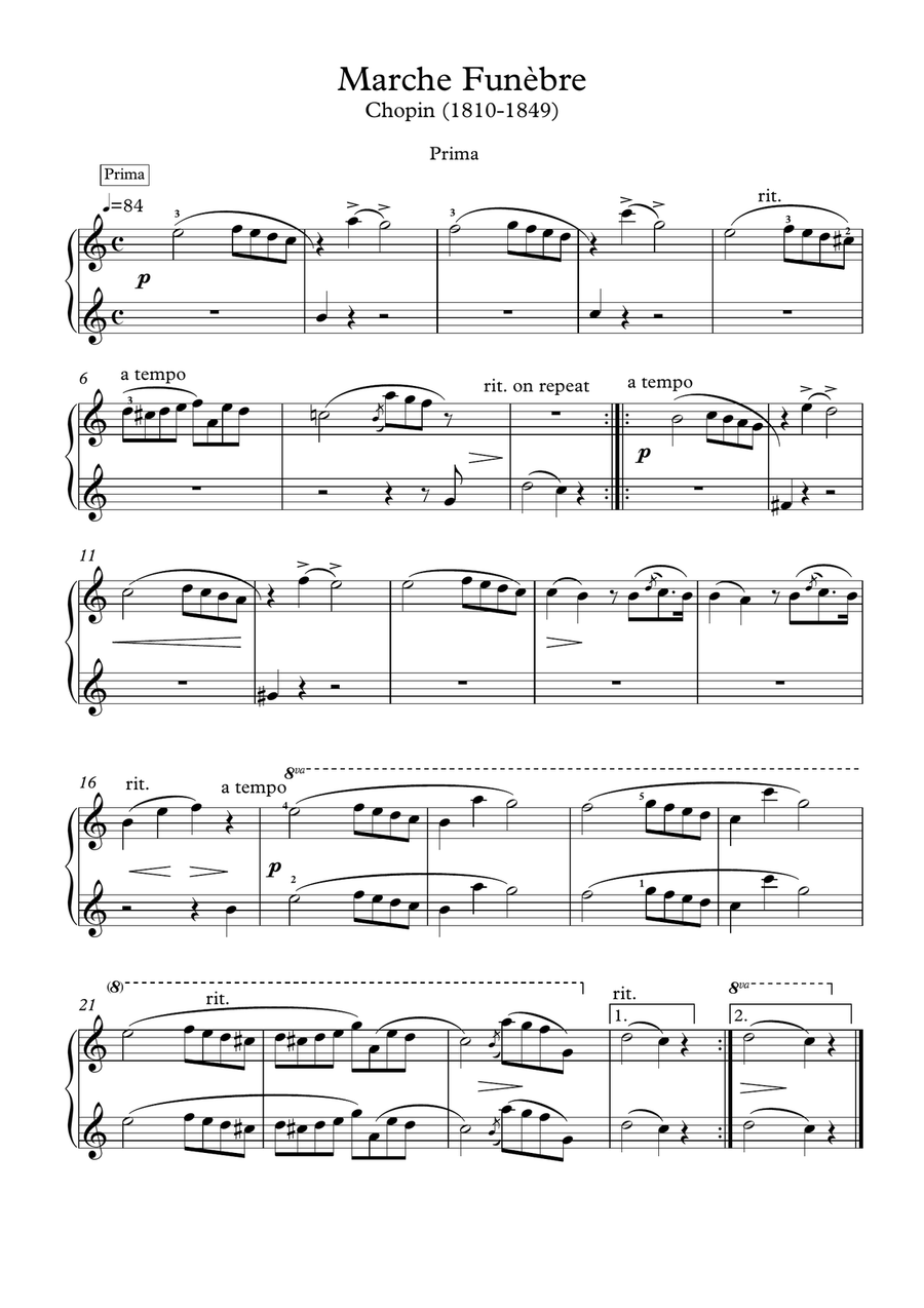 Marche Funebre piano duet 4 hands Marche Funebre piano duet 4 hands 1 Piano, 4-Hands scores gallery preview page 1