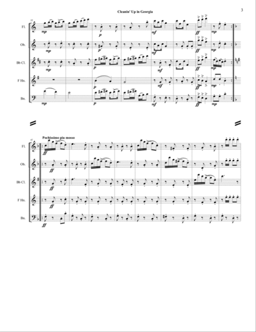 Cleanin' Up in Georgia Woodwind Quintet scores gallery preview page 3