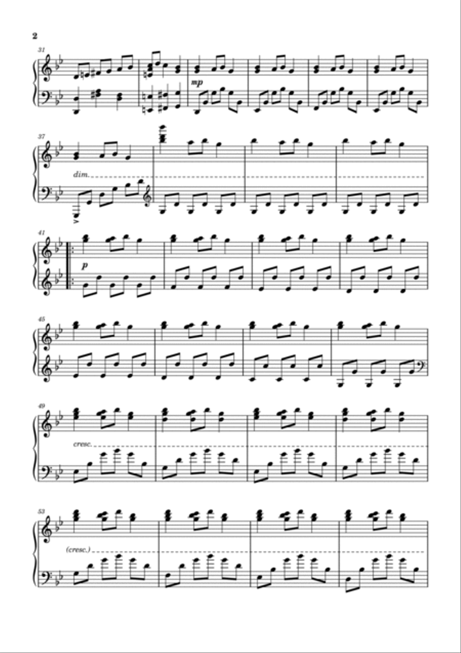 Carol of the bells Piano solo Cover Piano Solo scores gallery preview page 2
