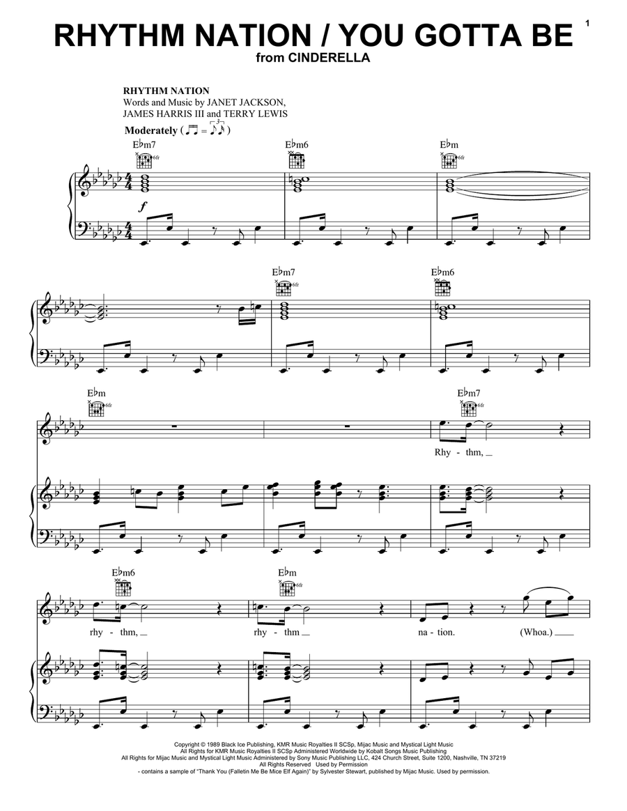 Rhythm Nation / You Gotta Be (from the Amazon Original Movie Cinderella) Piano, Vocal, Guitar scores gallery preview page 1
