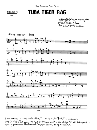 Book cover for Tuba Tiger Rag - Bb Trumpet 1 (Brass Quintet)