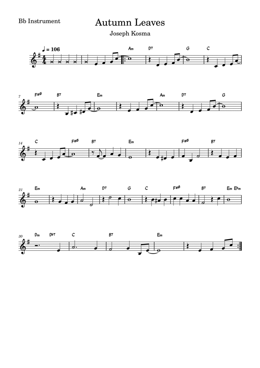 Autumn Leaves B-Flat Trumpet scores gallery preview page 1