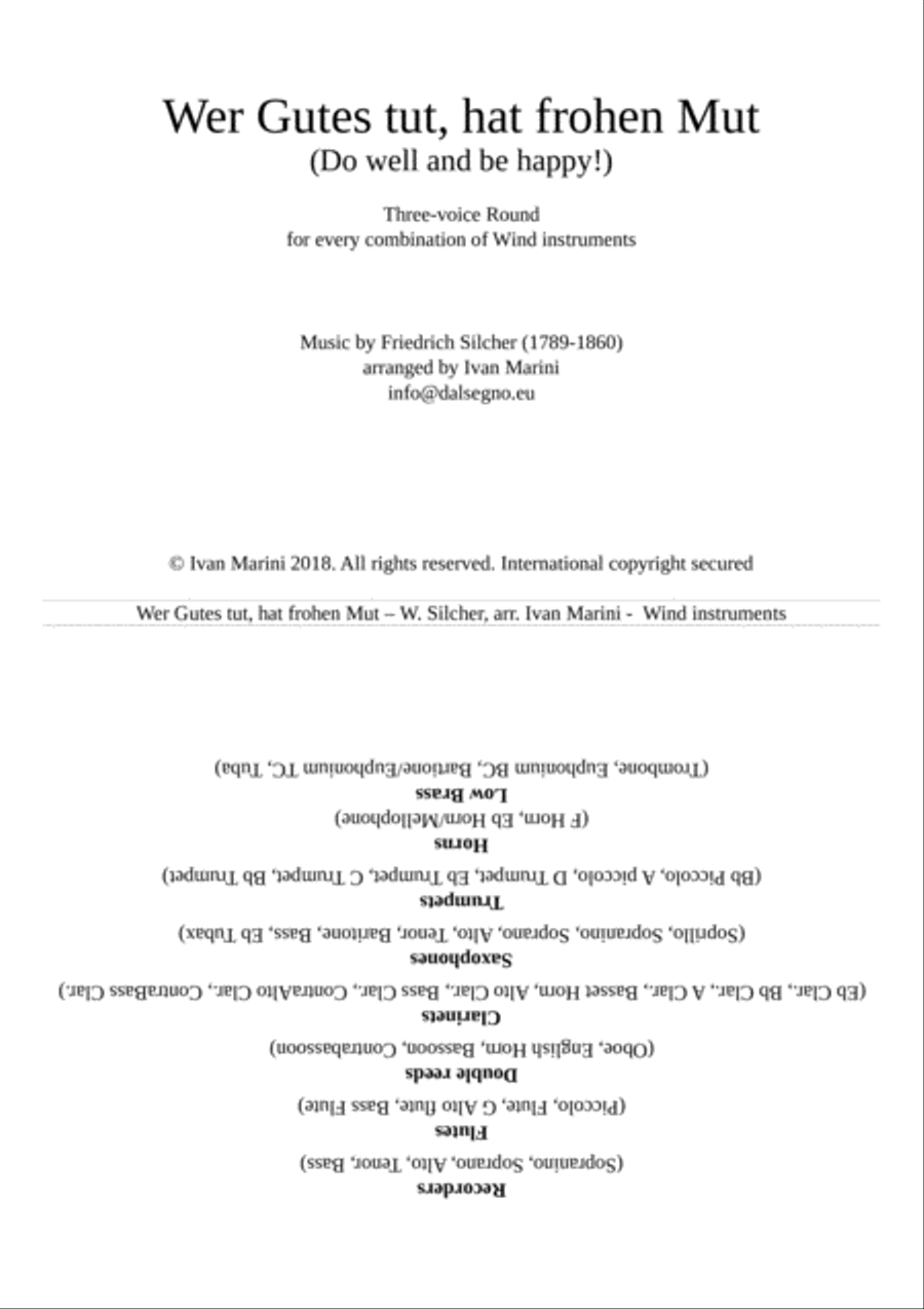 WER GUTES TUT (Silcher) - Every combination of Winds Concert Band scores gallery preview page 1