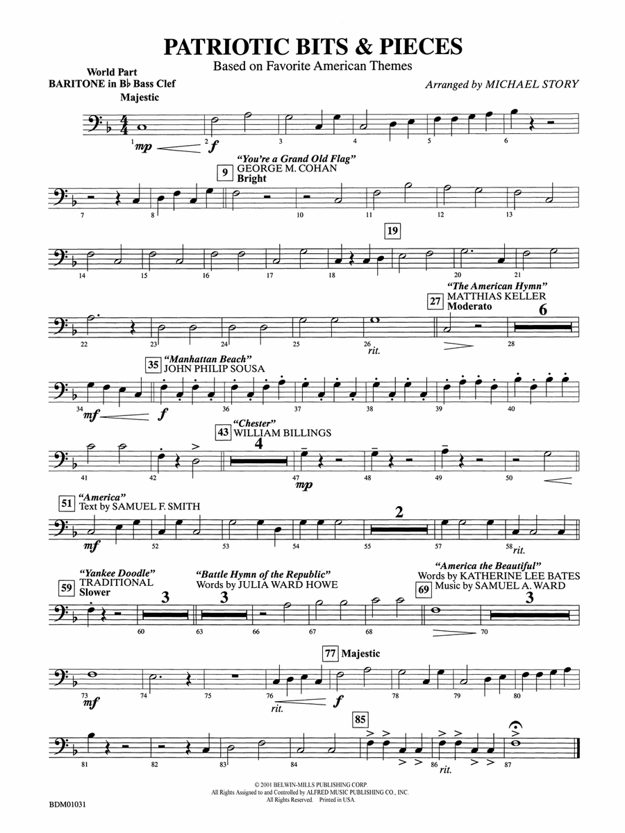 Patriotic Bits & Pieces (based on Favorite American Themes): (World Part) B-flat Baritone B.C.