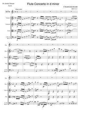 Book cover for Felix Mendelssohn - Flute Concerto in d minor ( Full Score and parts)