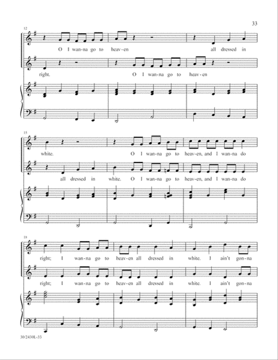 Simply Spirituals Unison Choir scores gallery preview page 34