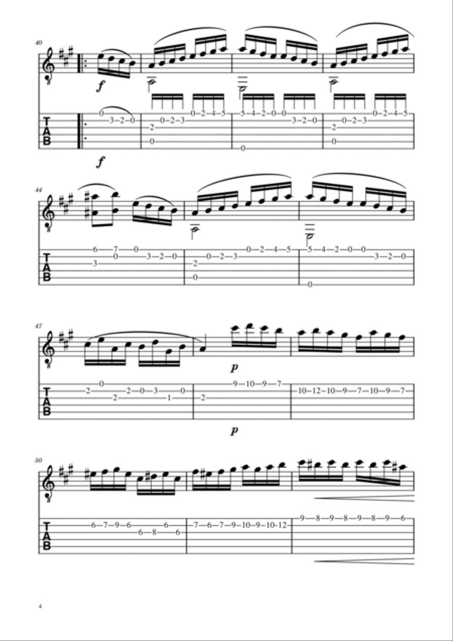 Turkish March TABs For Guitar Acoustic Guitar scores gallery preview page 4