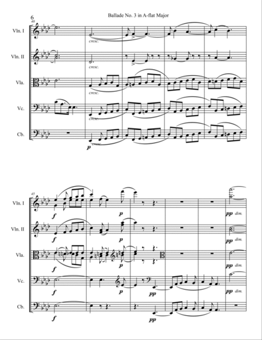 Ballade No. 3 in A-Flat Major String Orchestra scores gallery preview page 6