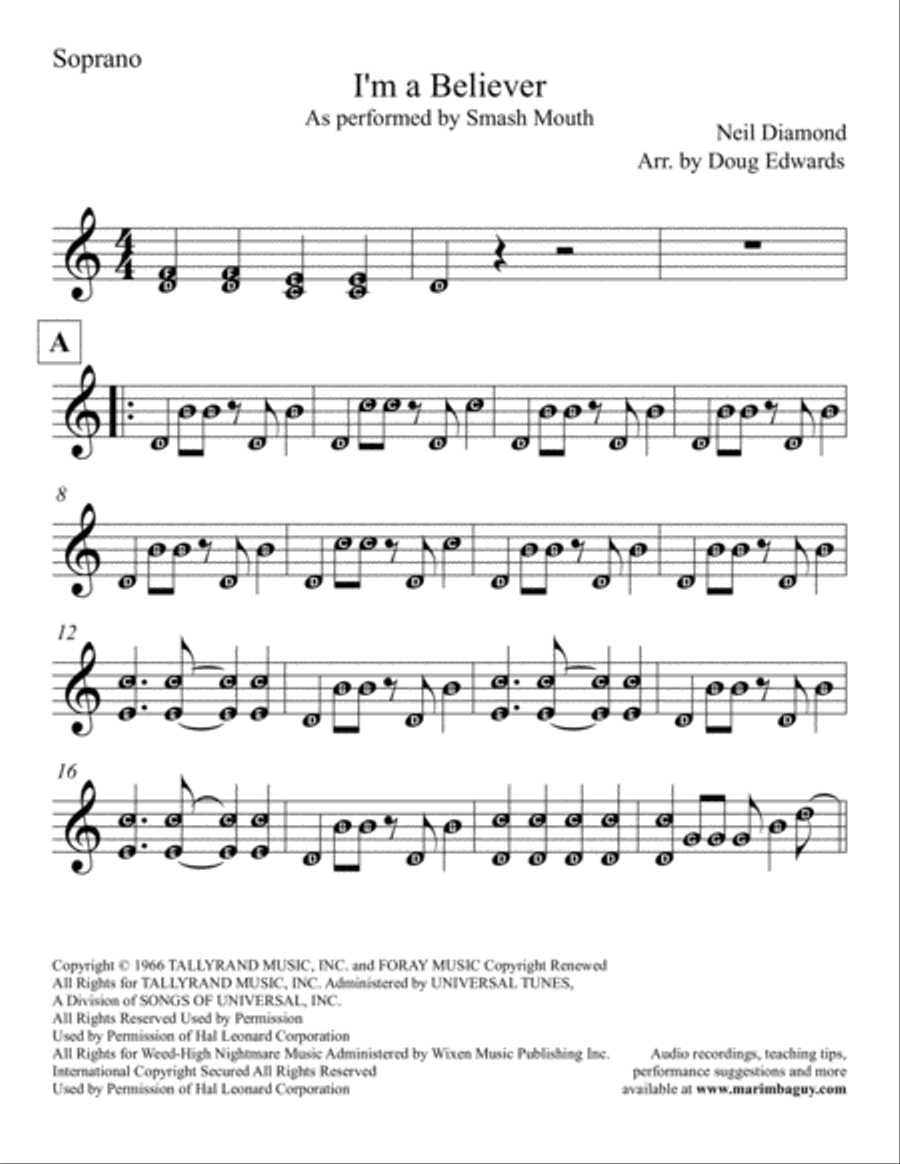 I'm A Believer Percussion Ensemble scores gallery preview page 3