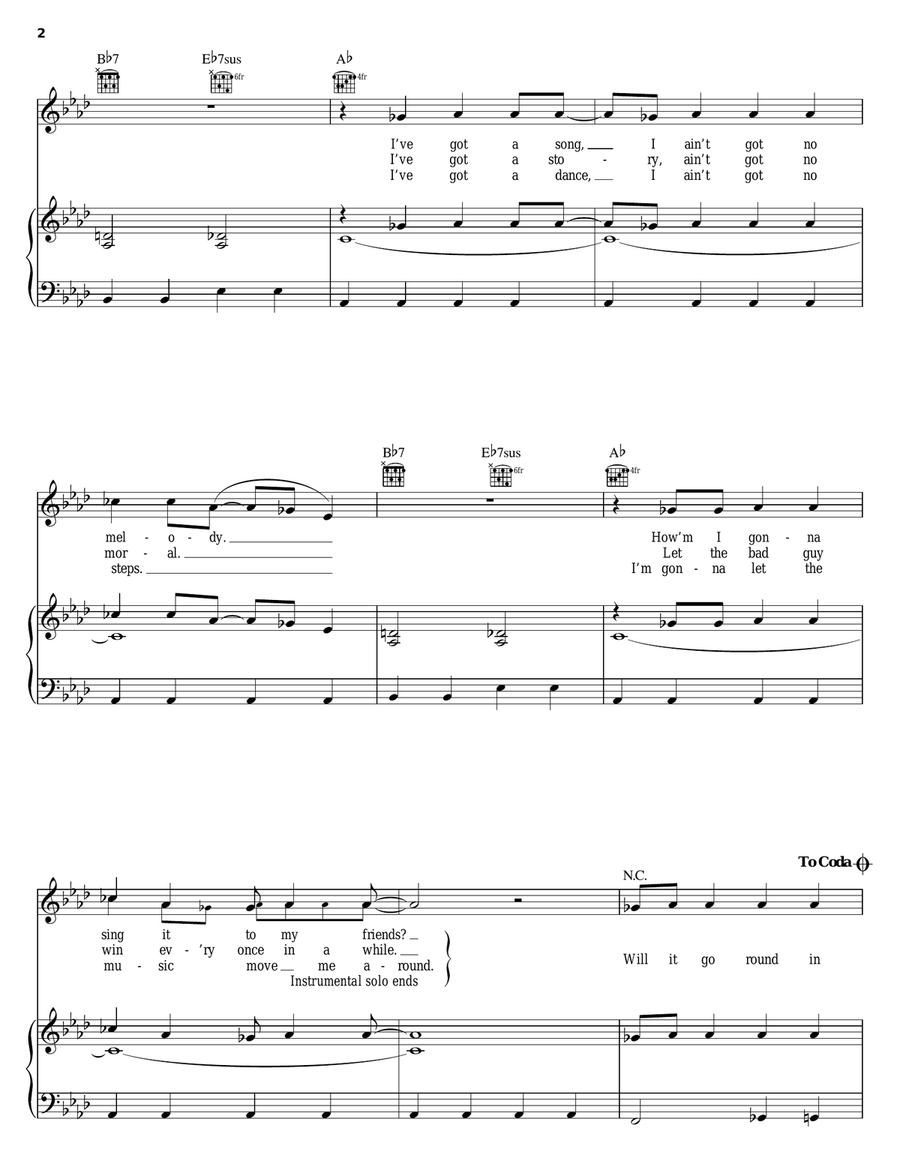 Will It Go Round In Circles Piano, Vocal, Guitar scores gallery preview page 2