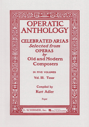 Book cover for Operatic Anthology, Volume 3 - Tenor