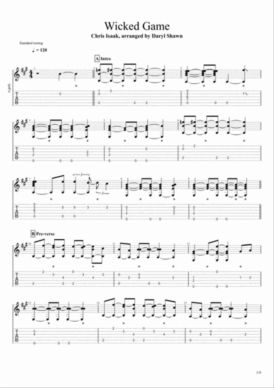 Wicked Game Electric Guitar scores gallery preview page 1