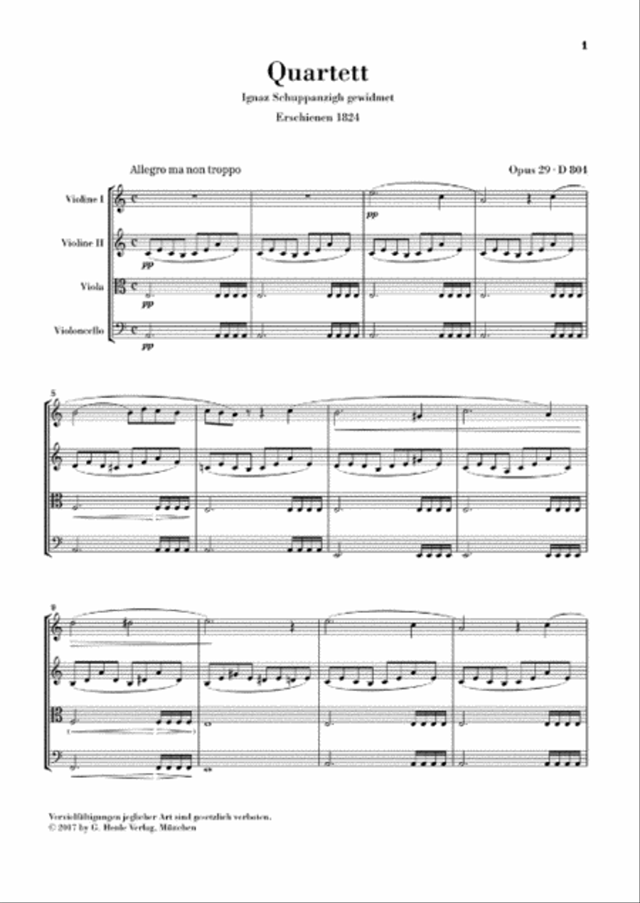 String Quartet in A Minor, Op. 29, D. 804 “Rosamunde” String Quartet scores gallery preview page 2