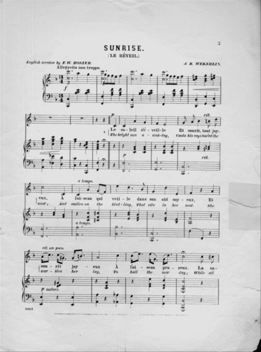 Sunrise (Le Reveil). Song Voice scores gallery preview page 2