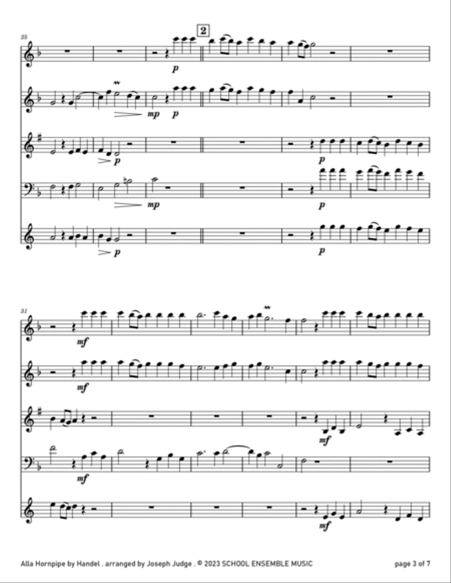 Alla Hornpipe by Handel for Woodwind Quartet in Schools Alla Hornpipe by Handel for Woodwind Quartet in Schools Woodwind Quartet scores gallery preview page 3