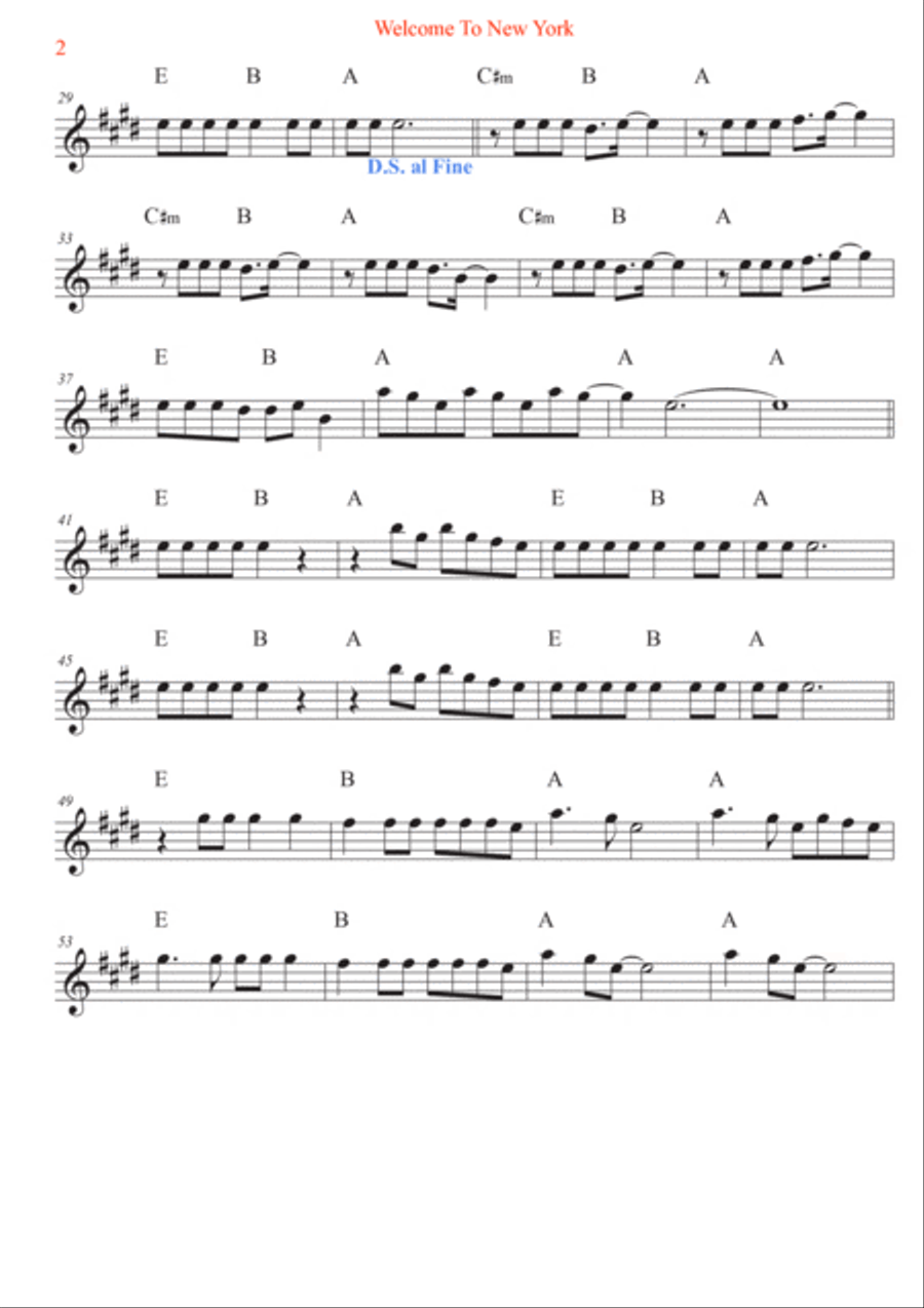 Welcome To New York Alto Saxophone scores gallery preview page 2