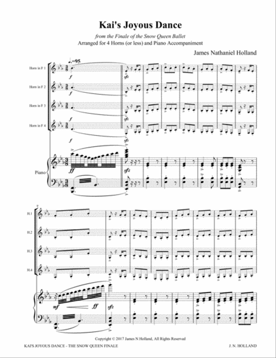 Kai's Joyous Dance: From the The Snow Queen Ballet, Arranged for 4 Horns (or Less) and Piano Brass Ensemble scores gallery preview page 5