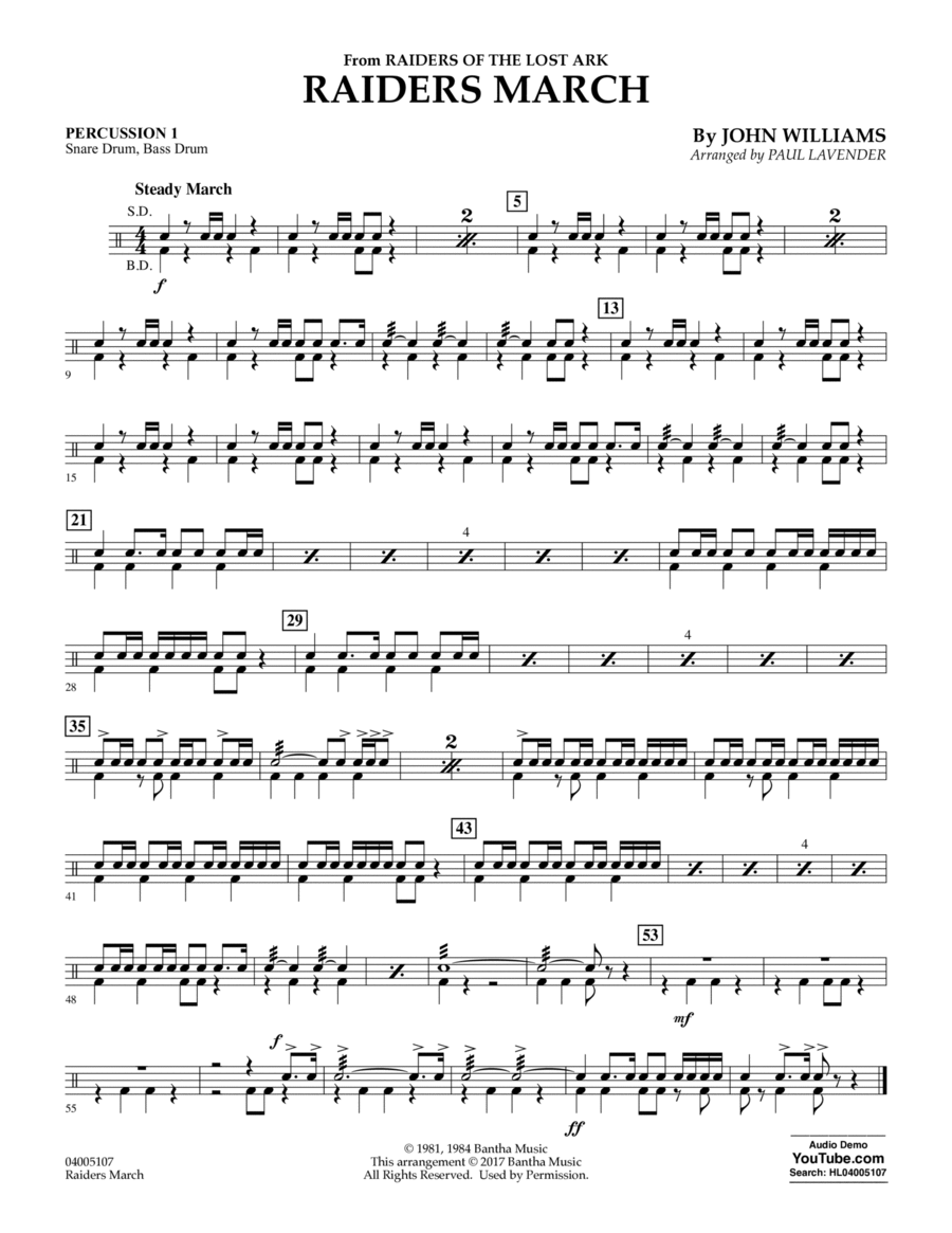 Raiders March - Percussion 1