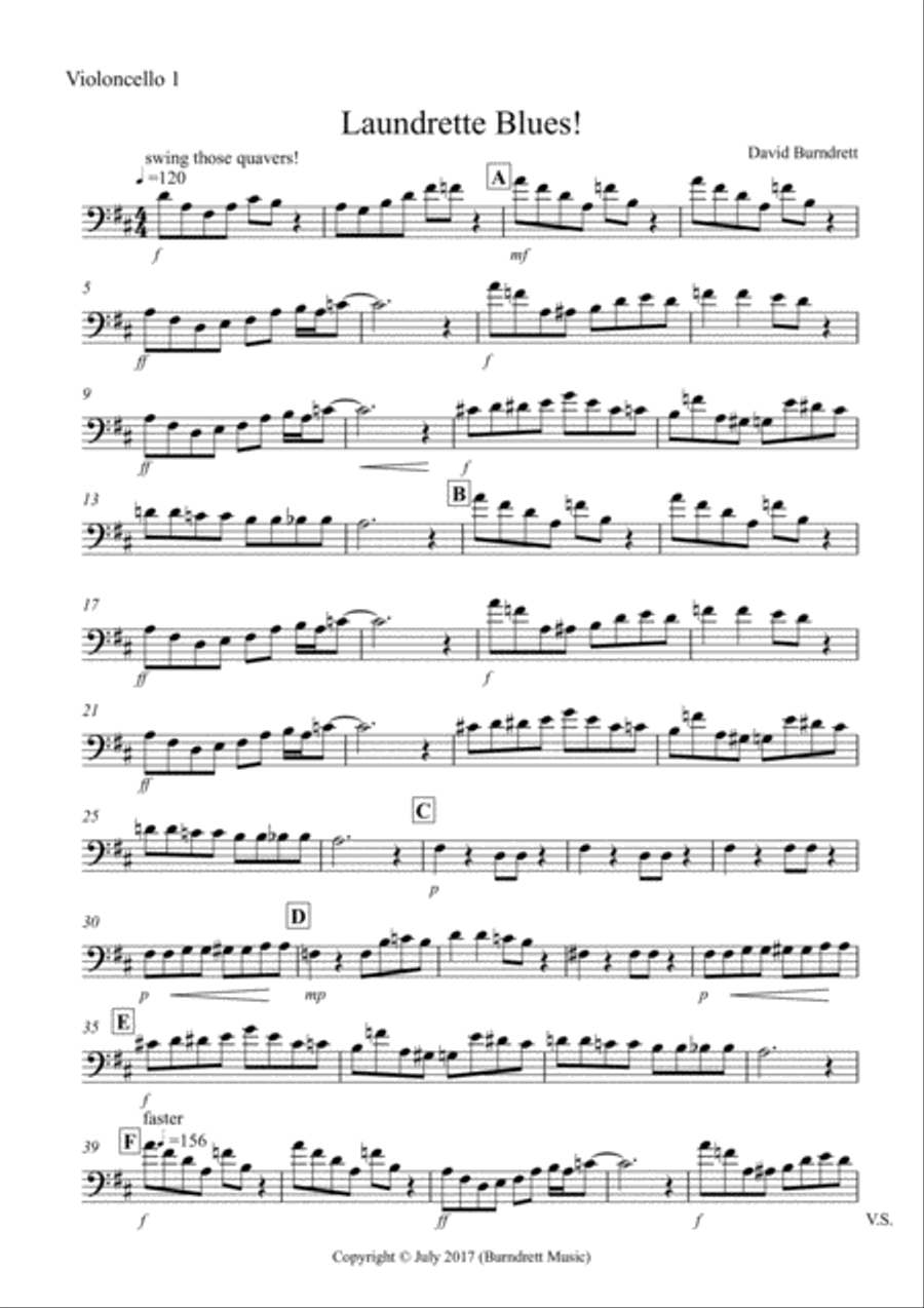 Laundrette Blues! for Cello Quartet Cello Solo scores gallery preview page 4