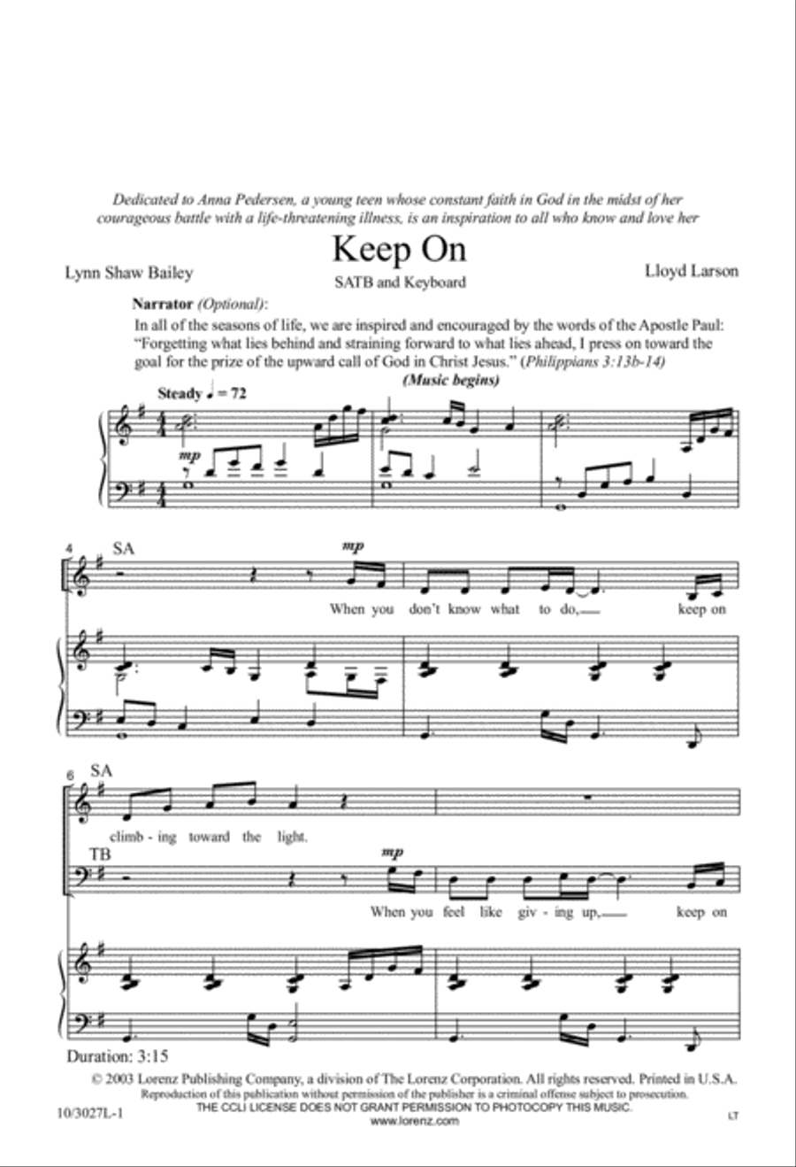 Keep On 4-Part scores gallery preview page 1