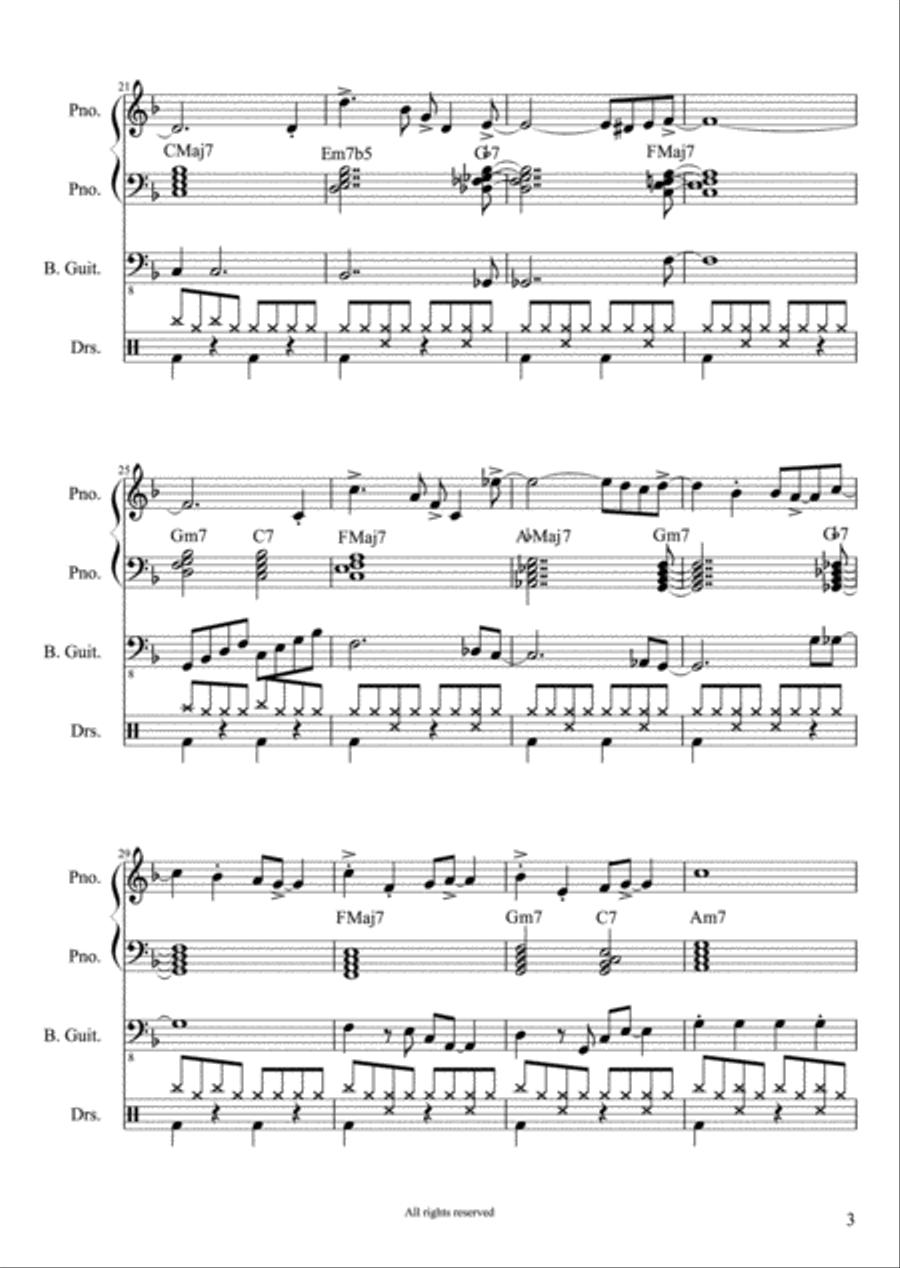 WALKING IN THE OLD TOWN (FOR TRIO) Jazz Ensemble scores gallery preview page 4