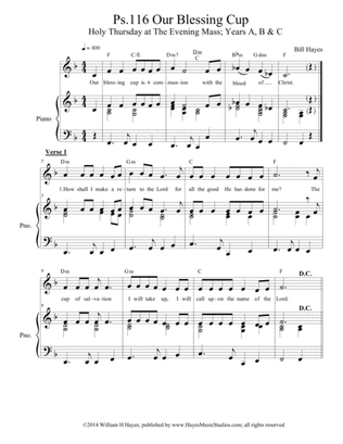Psalm 116: Our Blessing Cup (piano/vocal)