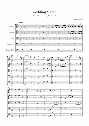 Book cover for Wedding March for String Quintet - Mendelssohn