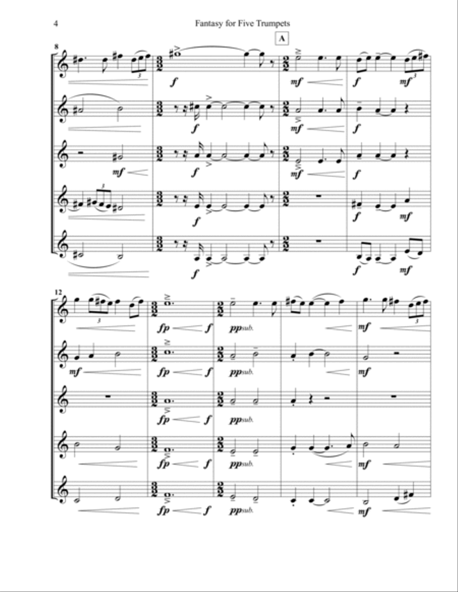 Fantasy for Five Trumpets Brass Ensemble scores gallery preview page 2
