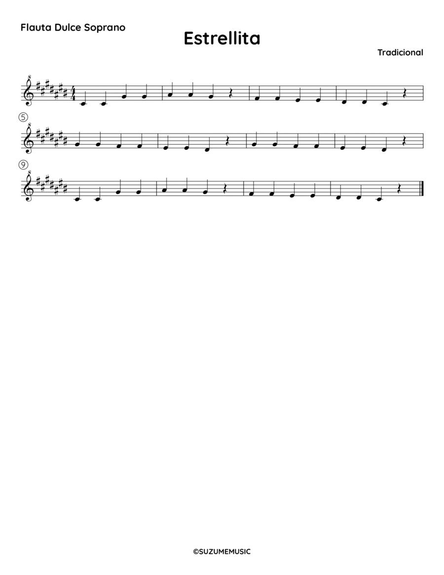 Estrellita - C# Estrellita - C# Flute Solo scores gallery preview page 1