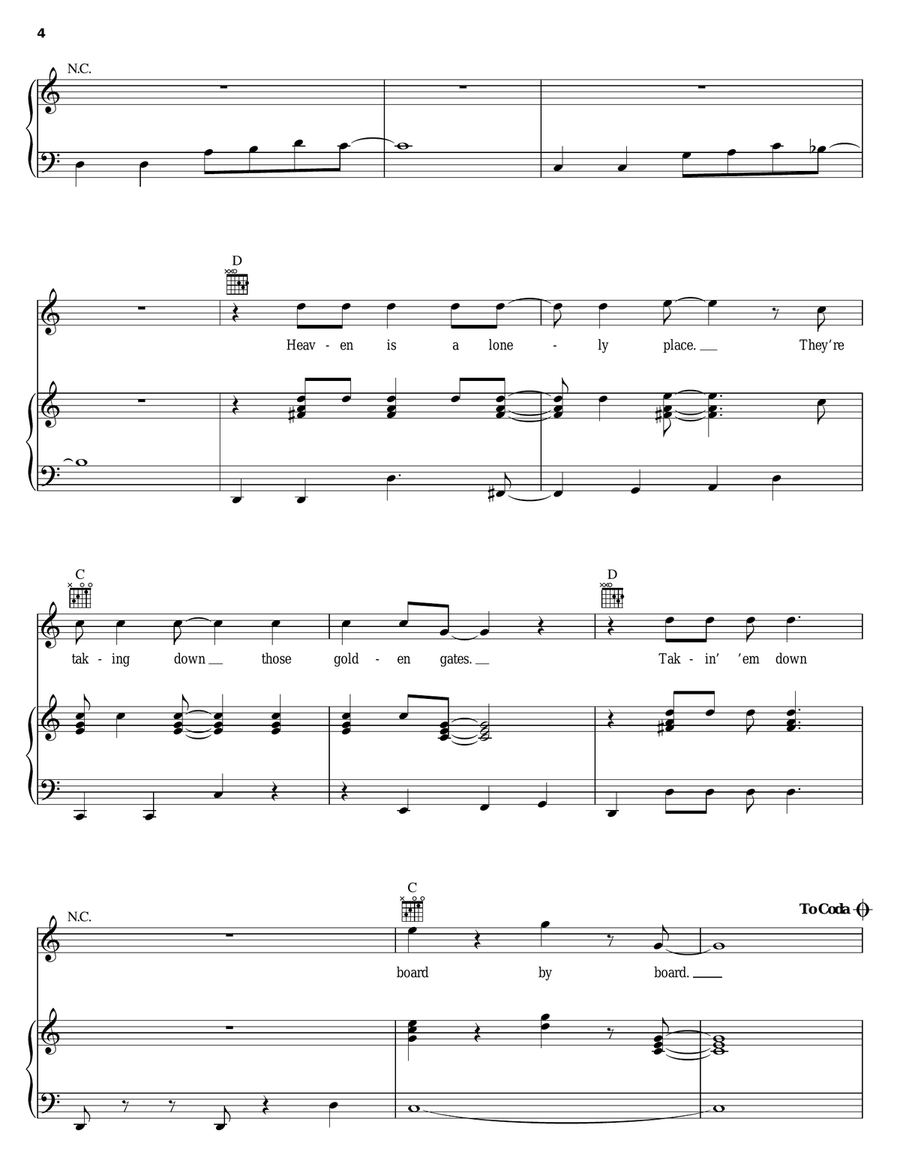 Heaven Is A Lonely Place Piano, Vocal, Guitar scores gallery preview page 4