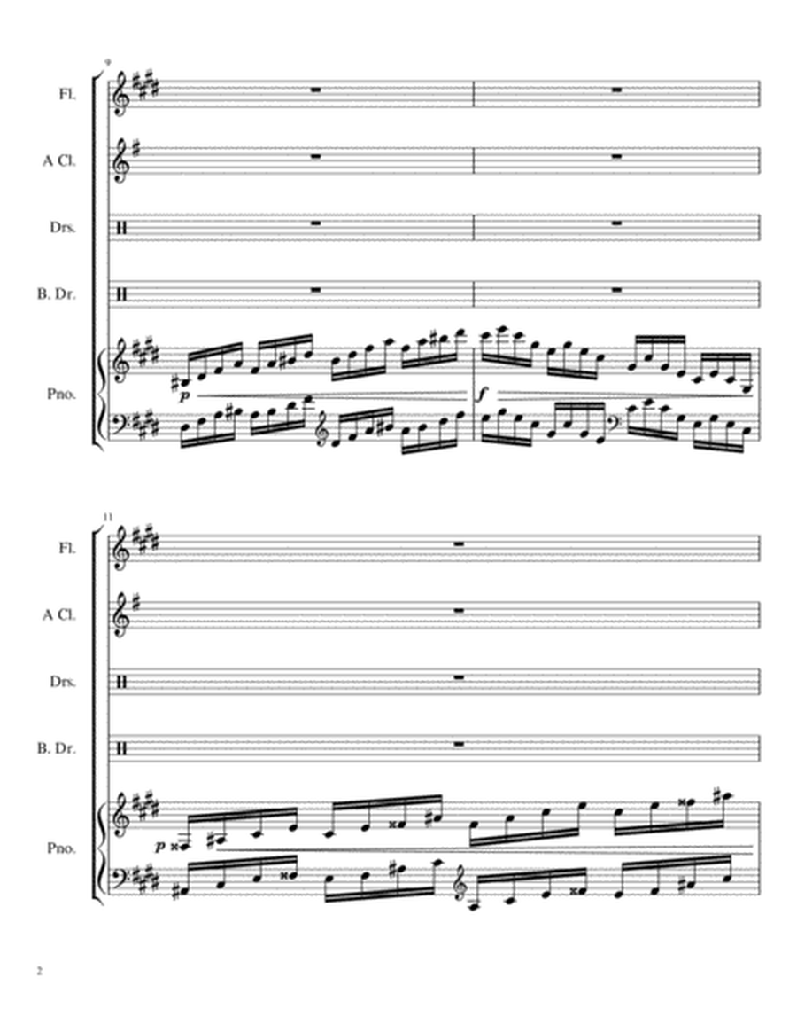 Opus 124a, Intermezzo for Flute, A Clarinet, Percussion & Piano (Score & Parts) image number null