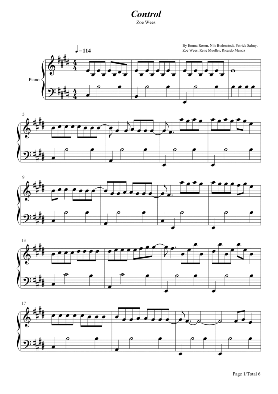 Control Control Piano Solo scores gallery preview page 1