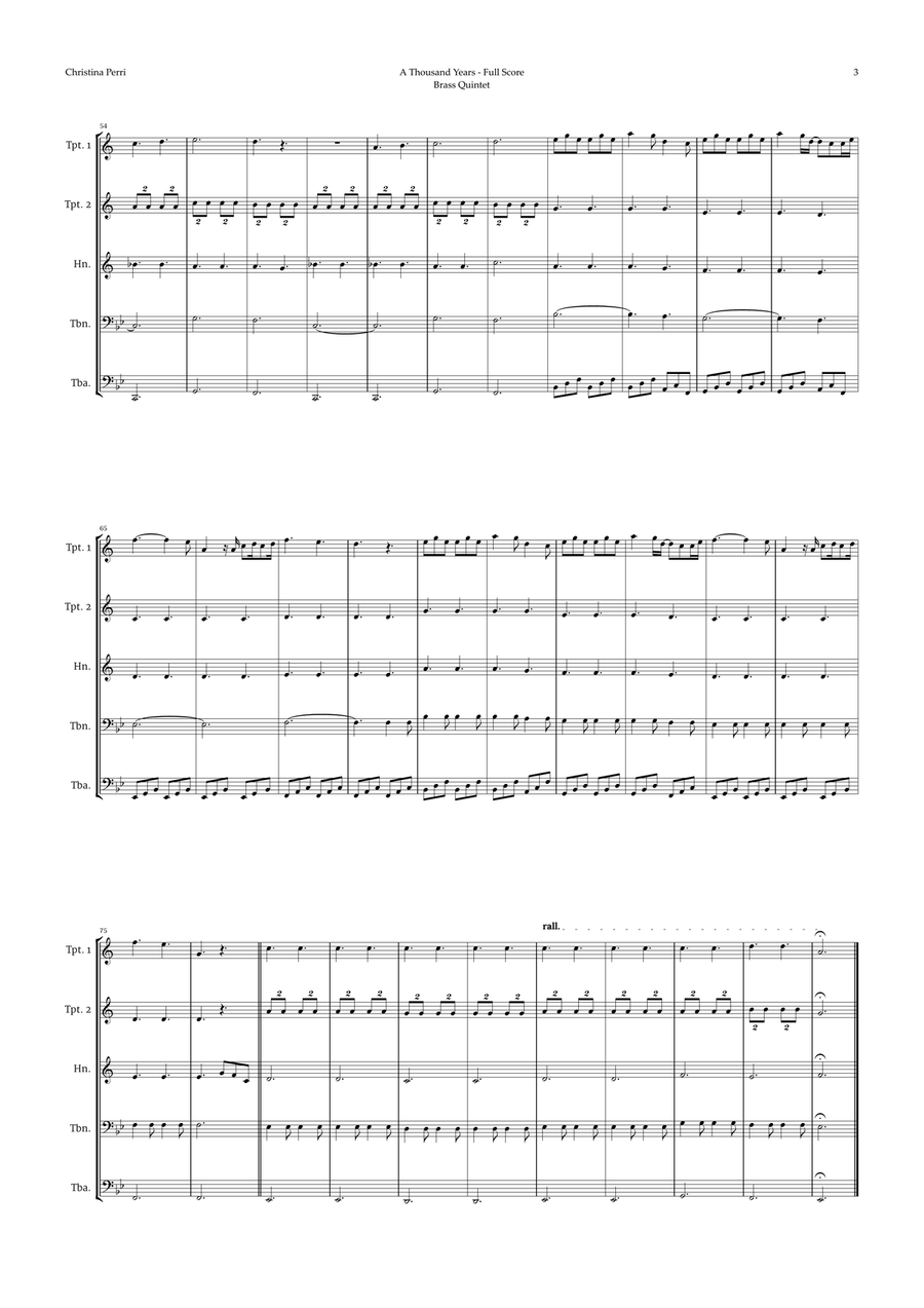 A Thousand Years Brass Quintet scores gallery preview page 3