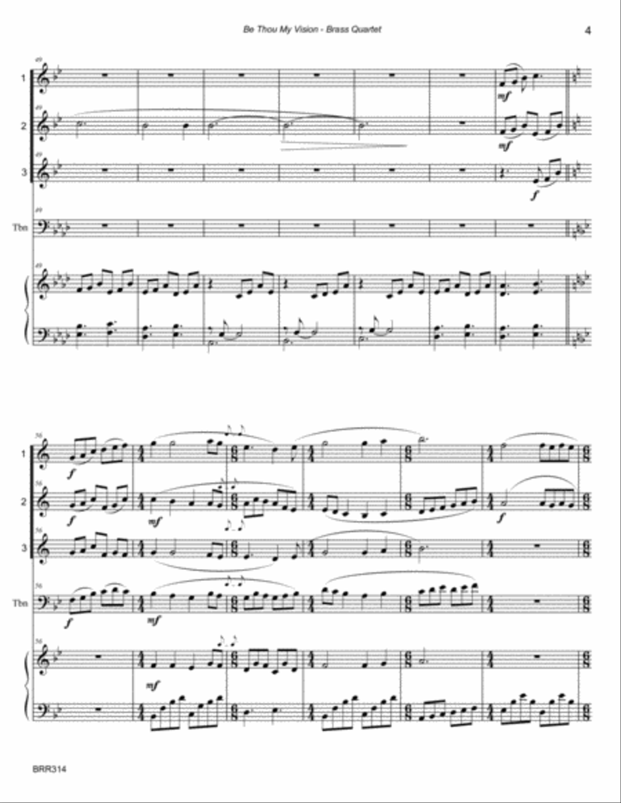 BE THOU MY VISION - BRASS QUARTET with Piano Accompaniment Brass Quartet scores gallery preview page 4