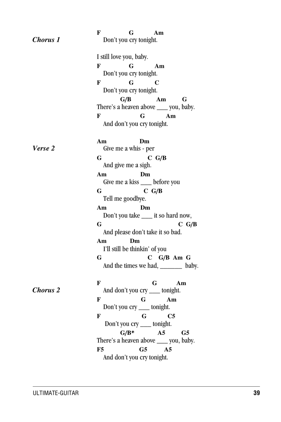 Don't Cry Acoustic Guitar scores gallery preview page 2