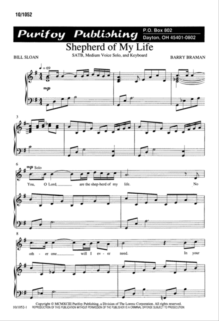 Shepherd of my Life Shepherd of my Life 4-Part scores gallery preview page 1