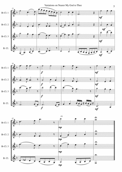 Variations on Nearer my God to Thee (Bethany) for clarinet quartet (3 clarinets and 1 bass) image number null
