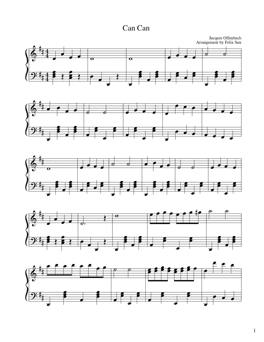 Can Can (Piano Solo) Piano Solo scores gallery preview page 1