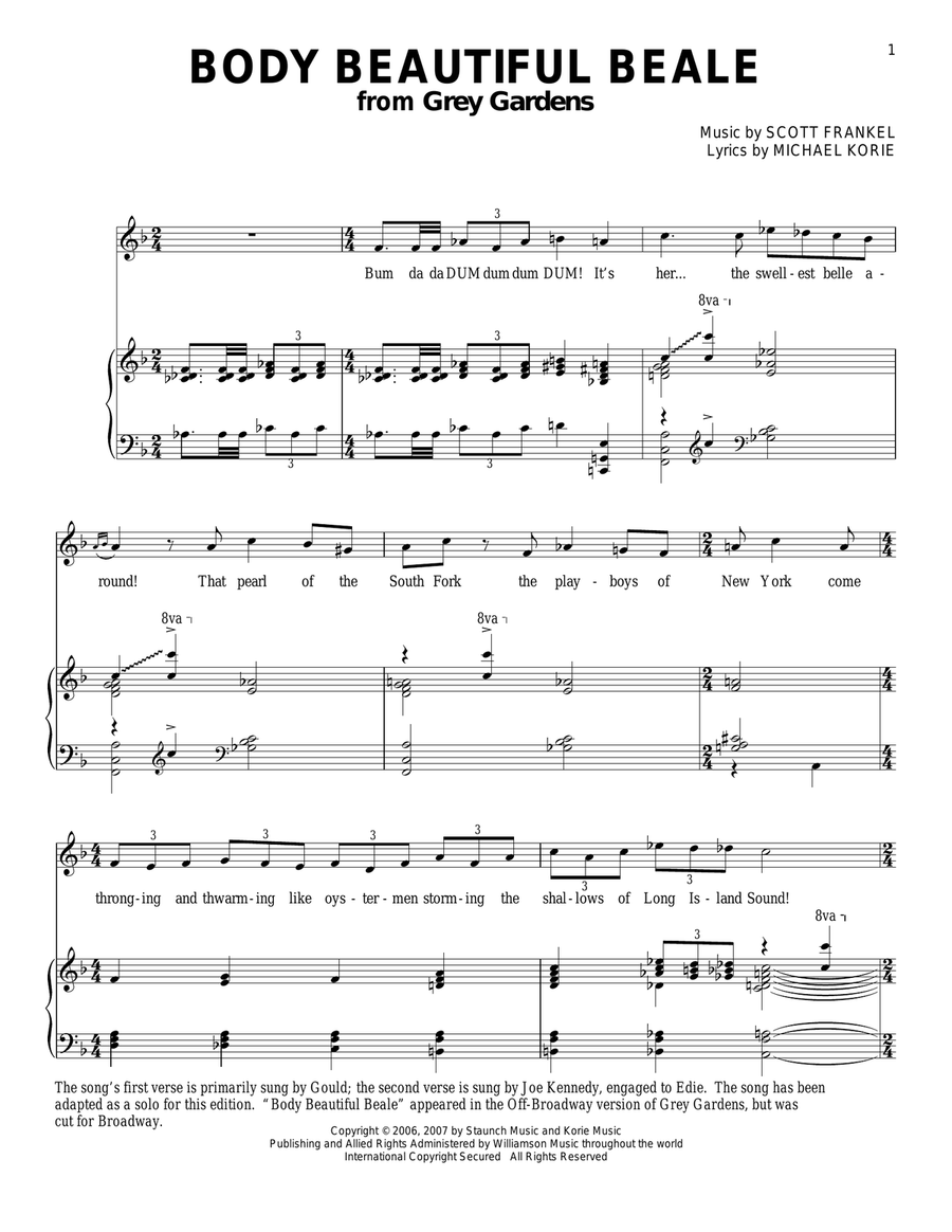 Body Beautiful Beale Piano, Vocal scores gallery preview page 1