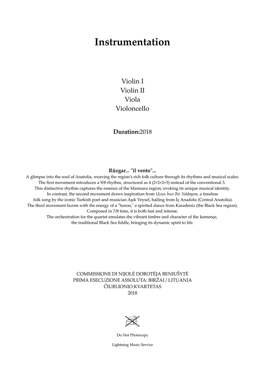 Rüzgar for String Quartet String Quartet scores gallery preview page 2