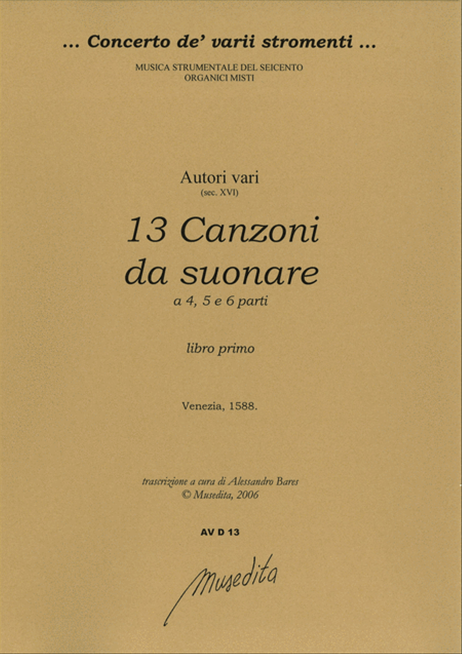 Canzon di diversi per sonar con ogni sorte di stromenti a quattro, cinque & sei voci (libro primo)(Venezia, 1588) Set of Parts scores gallery preview page 1