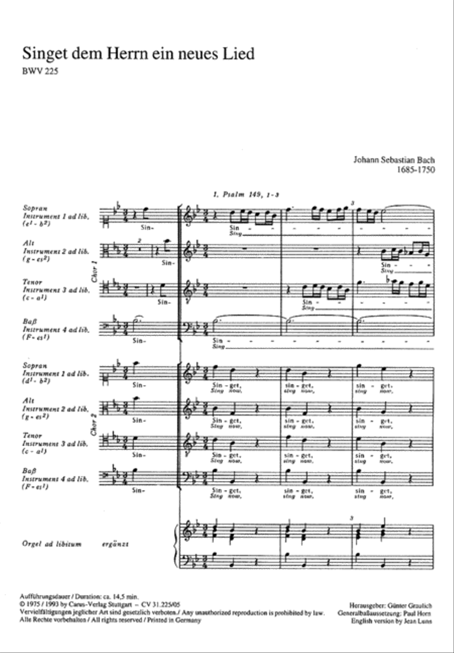 Sing to the Lord a new song (Singet dem Herrn ein neues Lied) 4-Part scores gallery preview page 1