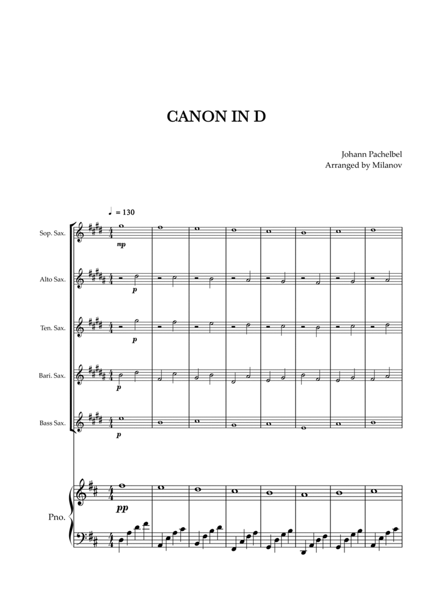 Canon in D | Pachelbel | Woodwind Quintet | Piano accompaniment image number null