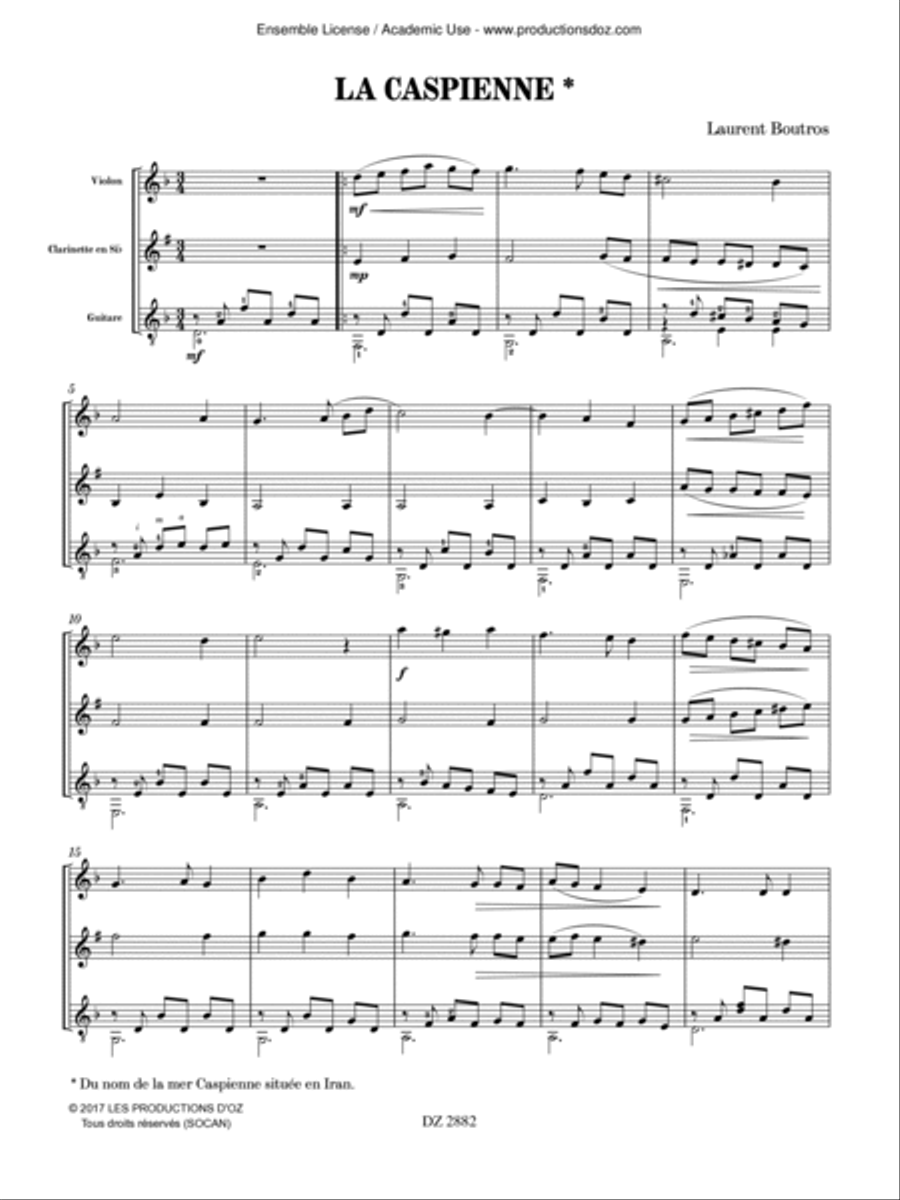 La Caspienne Clarinet scores gallery preview page 2