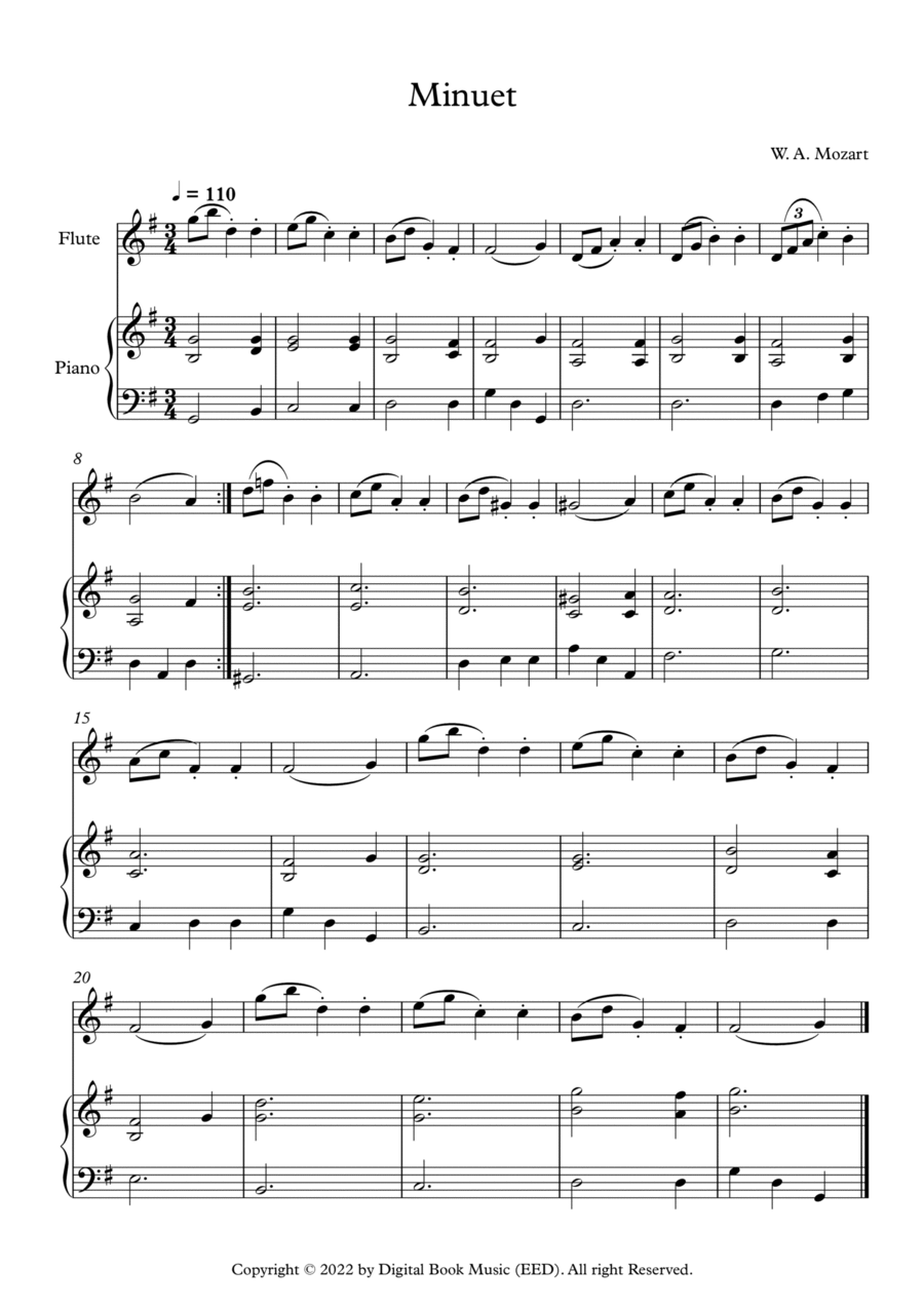 Minuet (In F Major) - Wolfgang Amadeus Mozart (Flute + Piano) Flute Solo scores gallery preview page 1